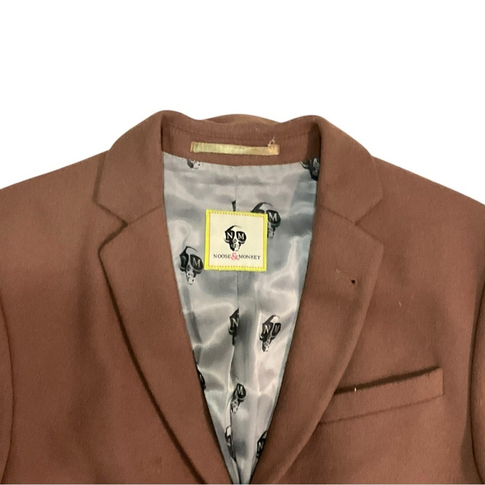 🙈 Noose & Monkey Brown‎ Long Blazer 🧥 36RG Statement Jacket - Picture 4 of 7